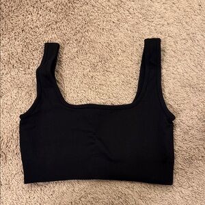 Black Ribbed Crop Top